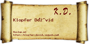 Klopfer Dávid névjegykártya